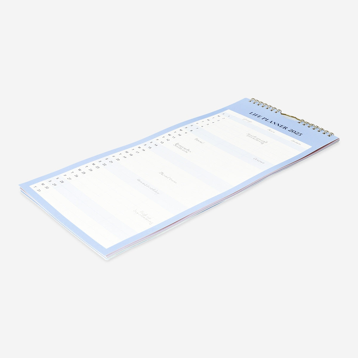 Blå månedlig vægkalender - engelsk