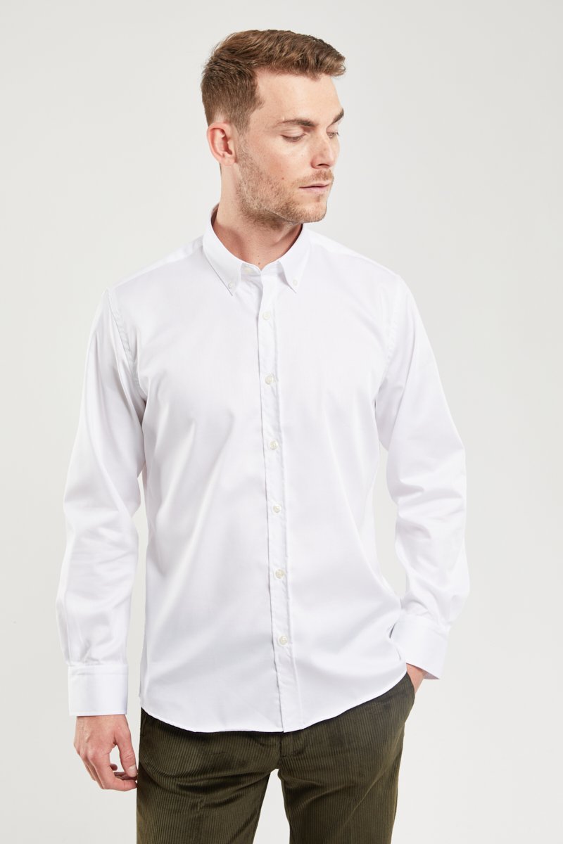 Chemise unie coupe droite - coton