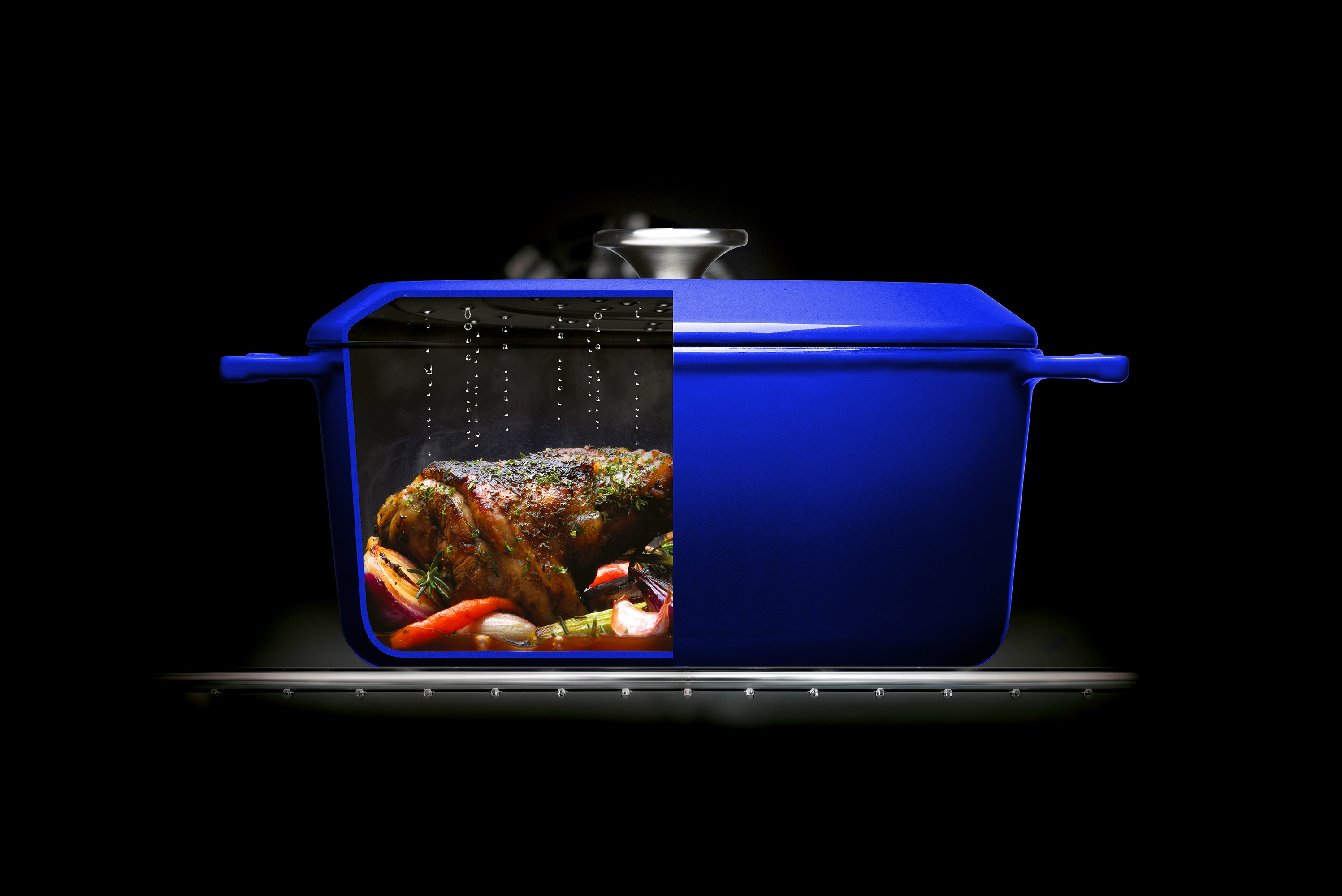 Iron Guss-Kasserolle, 24 x 24 cm, und 2 Guss-Mini-Kasserollen - Farbe: Cobalt Blue von WOLL