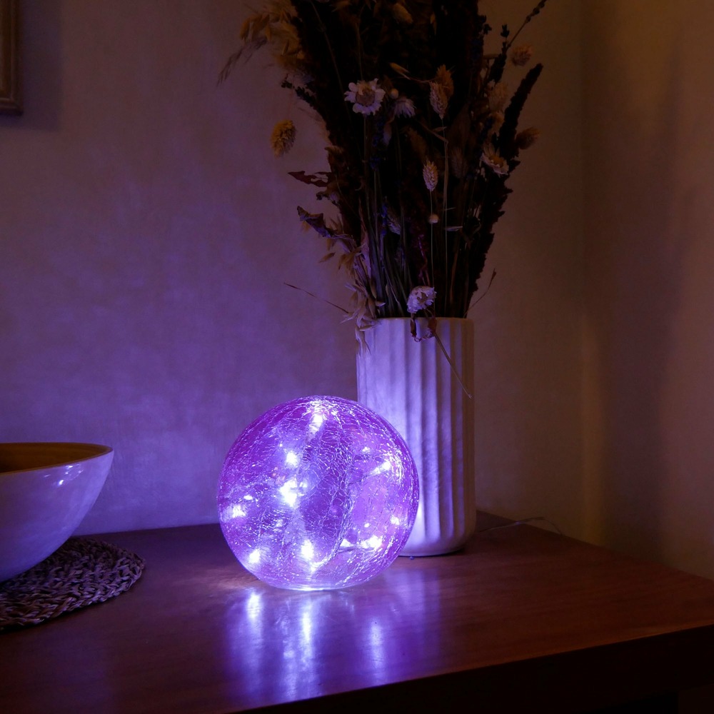 Boule hélios rose - led blanche - chromex