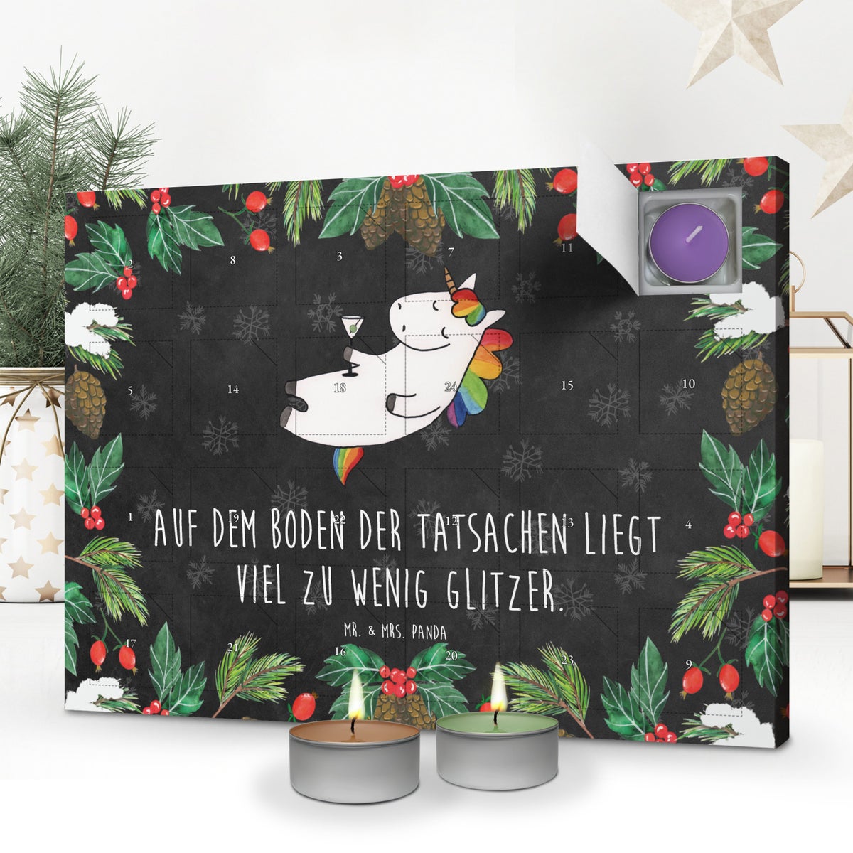 Mr. & Mrs. Panda Geurkaars Adventskalender Eenhoorn Cocktail - Zwart