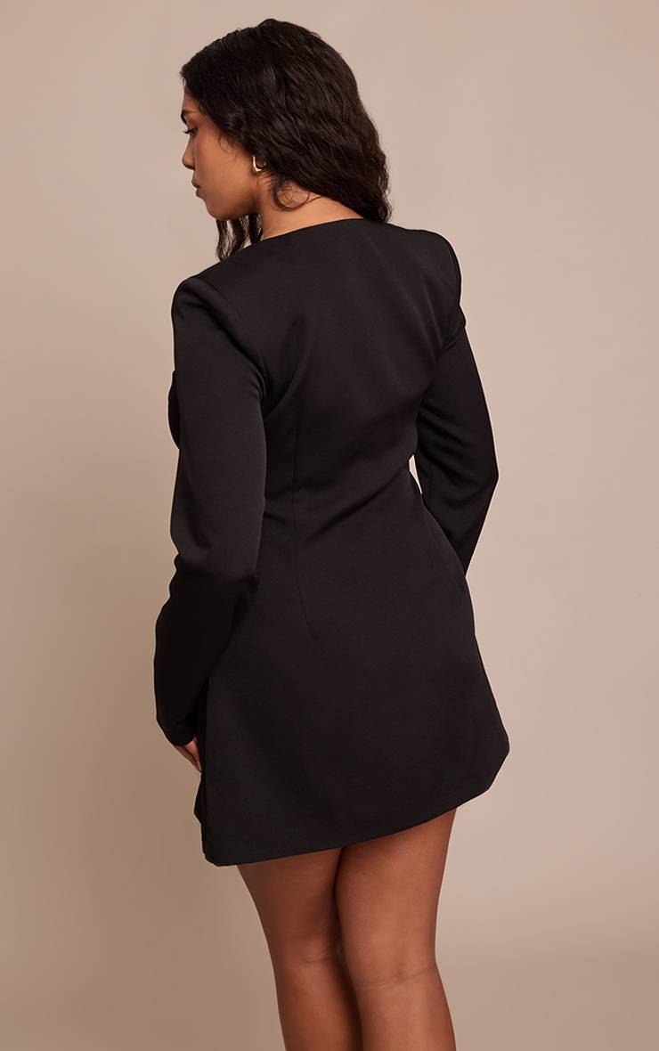 Noir Robe Mini Ajustée À Encolure Carrée Avec Ornement Vague De Diamants