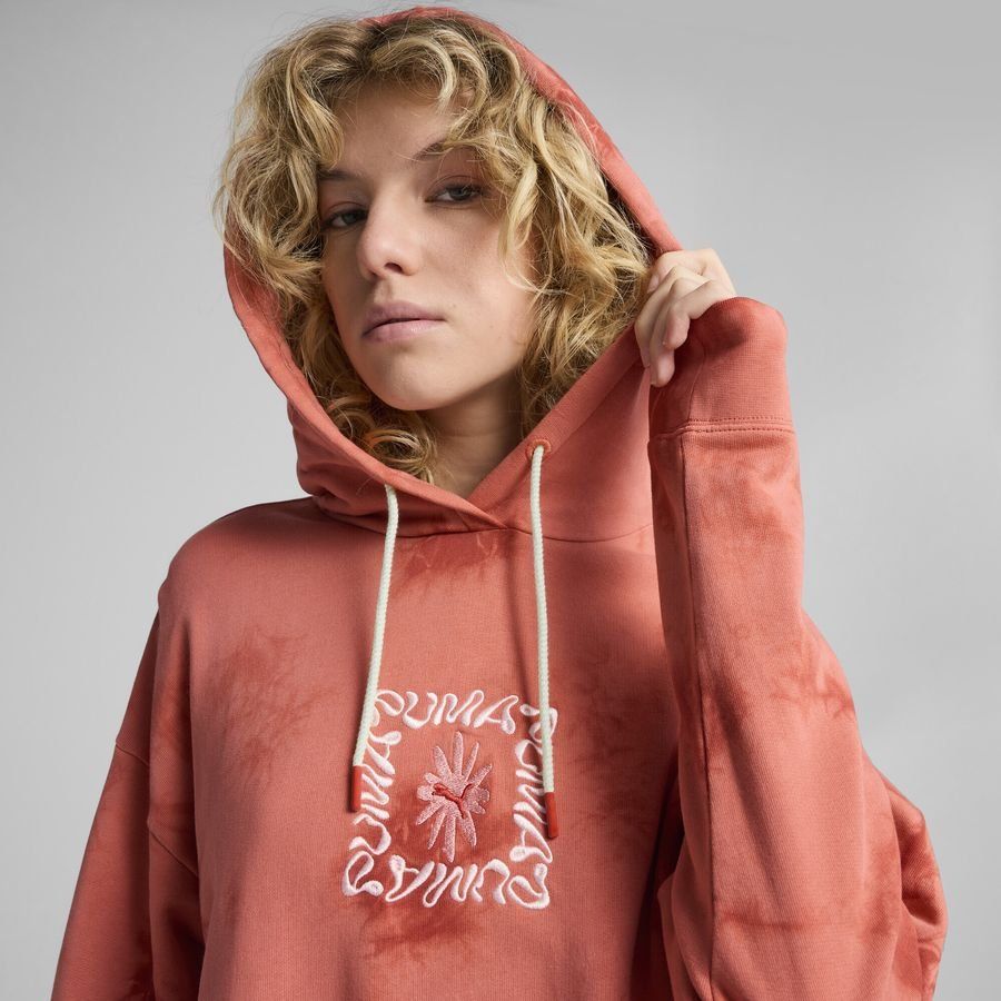 Puma WARDROBE ESS FLORAL PACK Kurzer figurbetonter Hoodie mit Waschung und Grafik