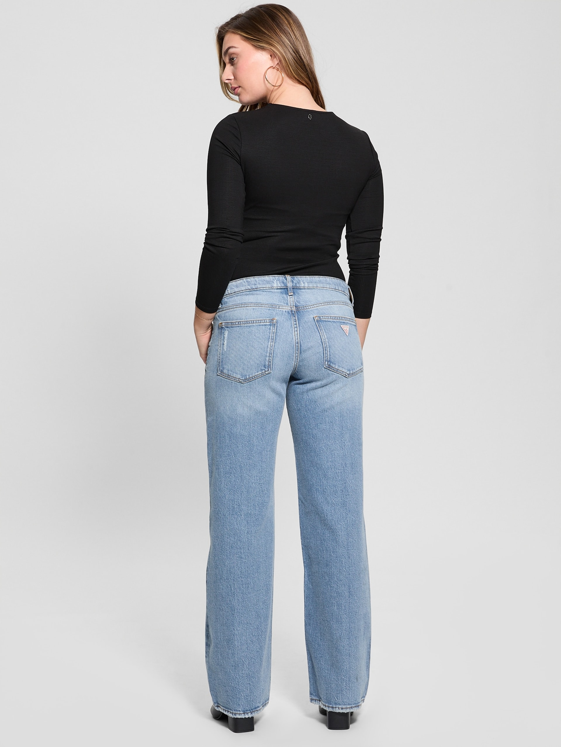 Calça jeans folgada de cintura baixa ecológica