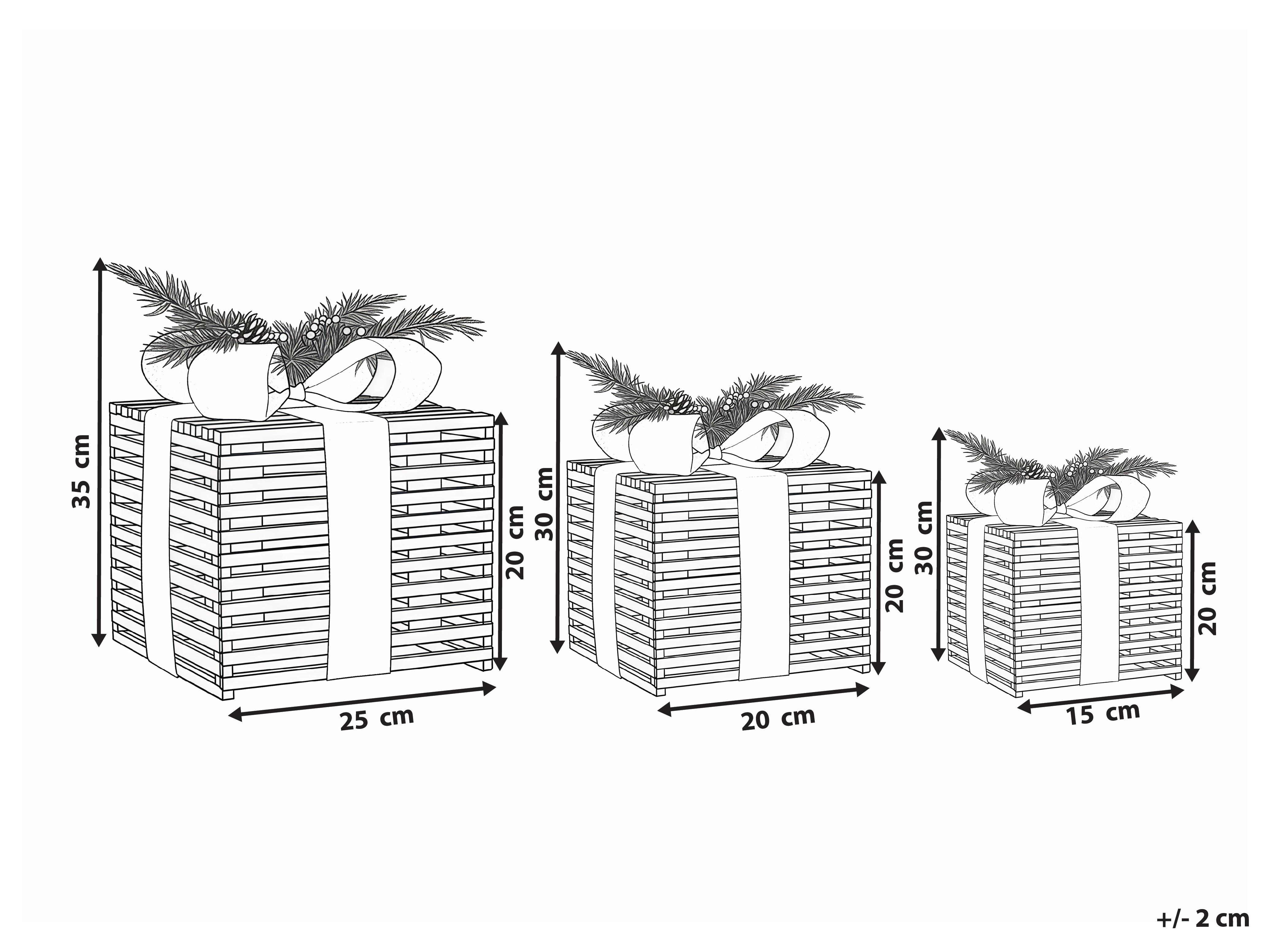 Set van 3 kerstdecoraties LED ROINE Kerstcadeaus 15/20/25 cm Bruin