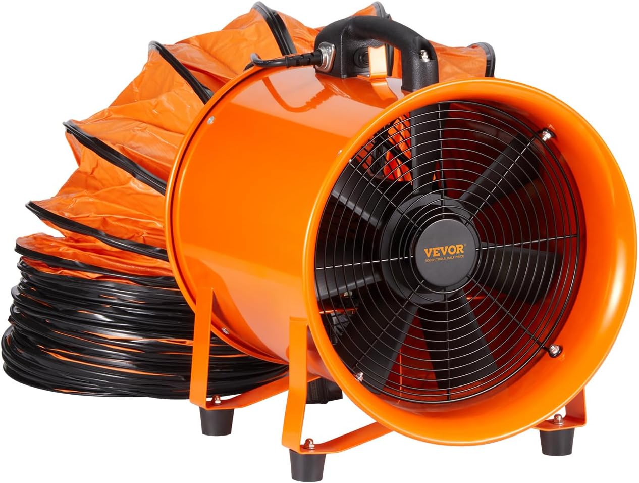 VEVOR Bauventilator 365-W-AC-Motor Baugebläse 2810 U/min Baulüfter Gebläse 1214 L/s (2574 CFM) Axiallüfter 10 m Schlauch Axialgebläse 79 dB Geräuschpegel Industrielüfter IP44