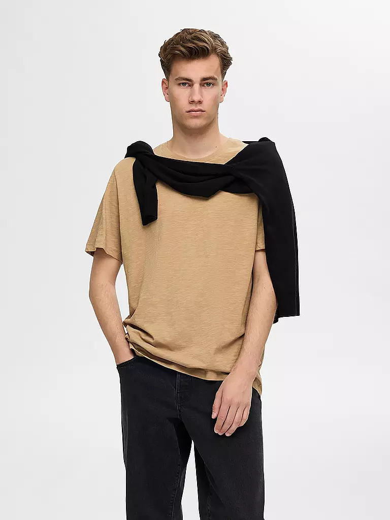 SELECTED T-Shirt SLHASPEN beige