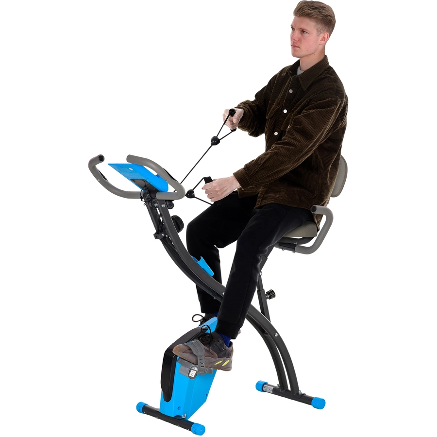HOMCOM Fahrradtrainer mit LCD Display blau, grau