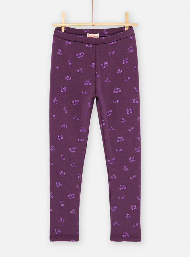 Legging raisin à imprimé cerise pour fille
