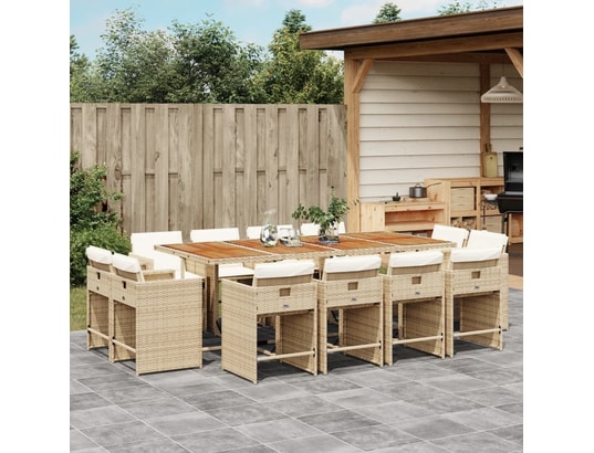 VIDAXL - Ensemble table et chaises Ensemble à manger de jardin et coussins 13 pcs beige