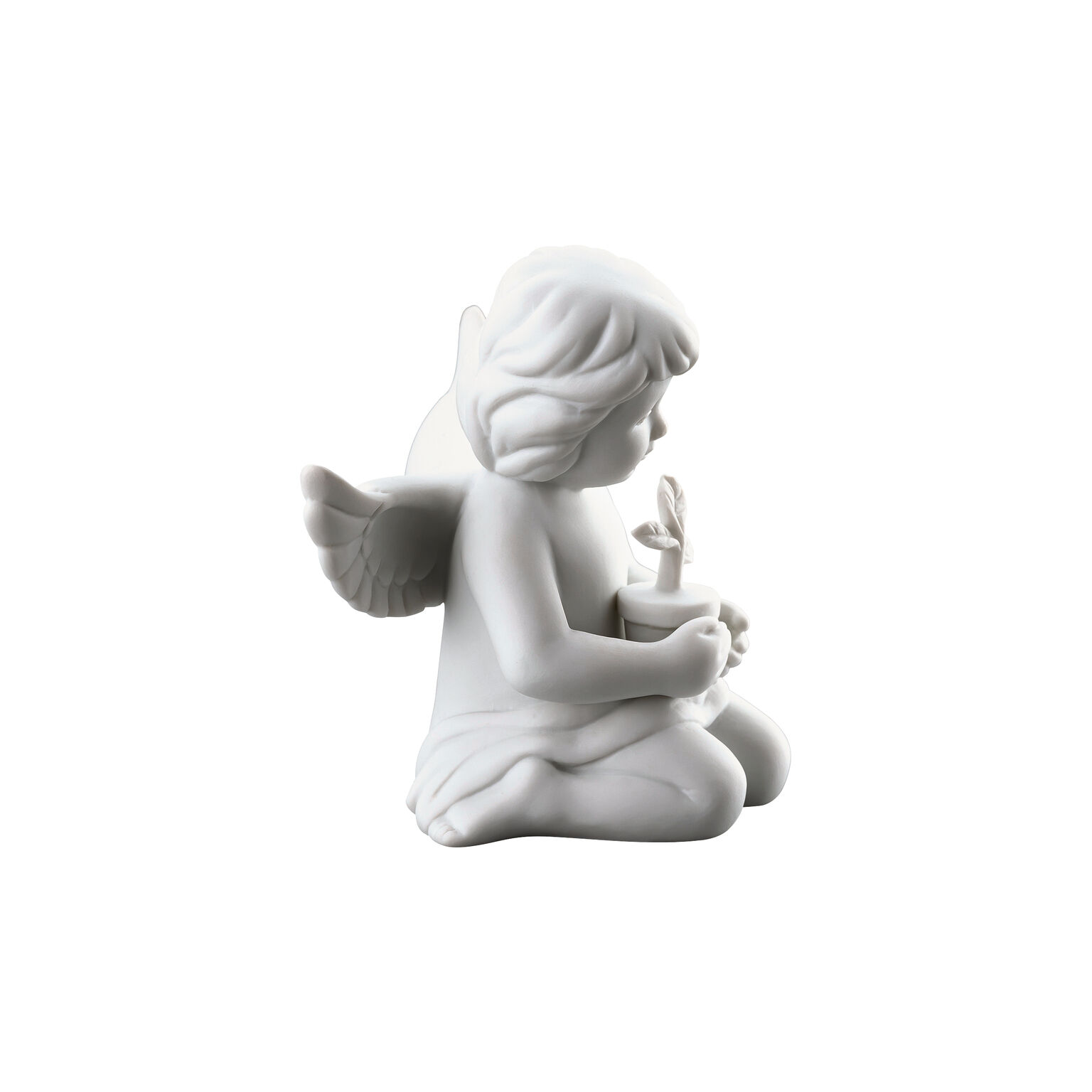 Angels Weiss matt Engel mit Blumentopf