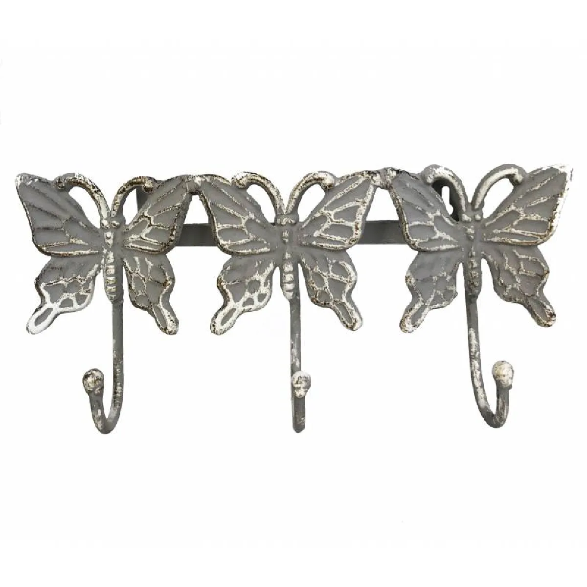 L'Héritier Du Temps Patère Papillon Triple - Fonte Grise