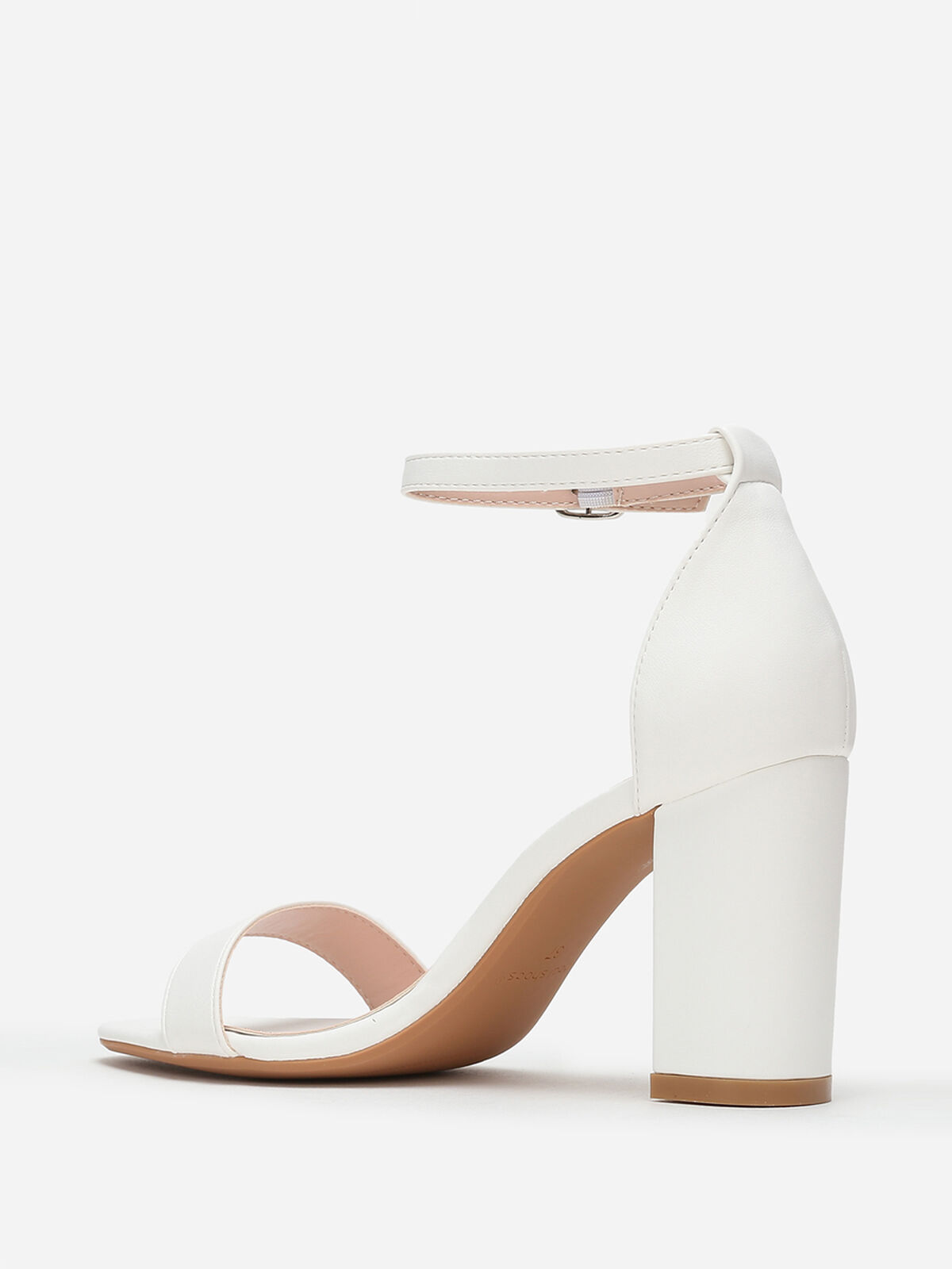 Sandales à bride et talon carrés- Blanc
