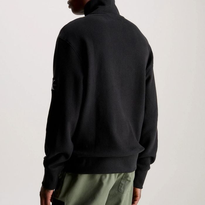 Calvin Klein Badge Waffle Half Zip Sweater Heren