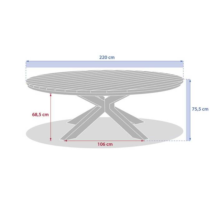 Table de jardin ronde ORACLION Effet bois noix / Argile