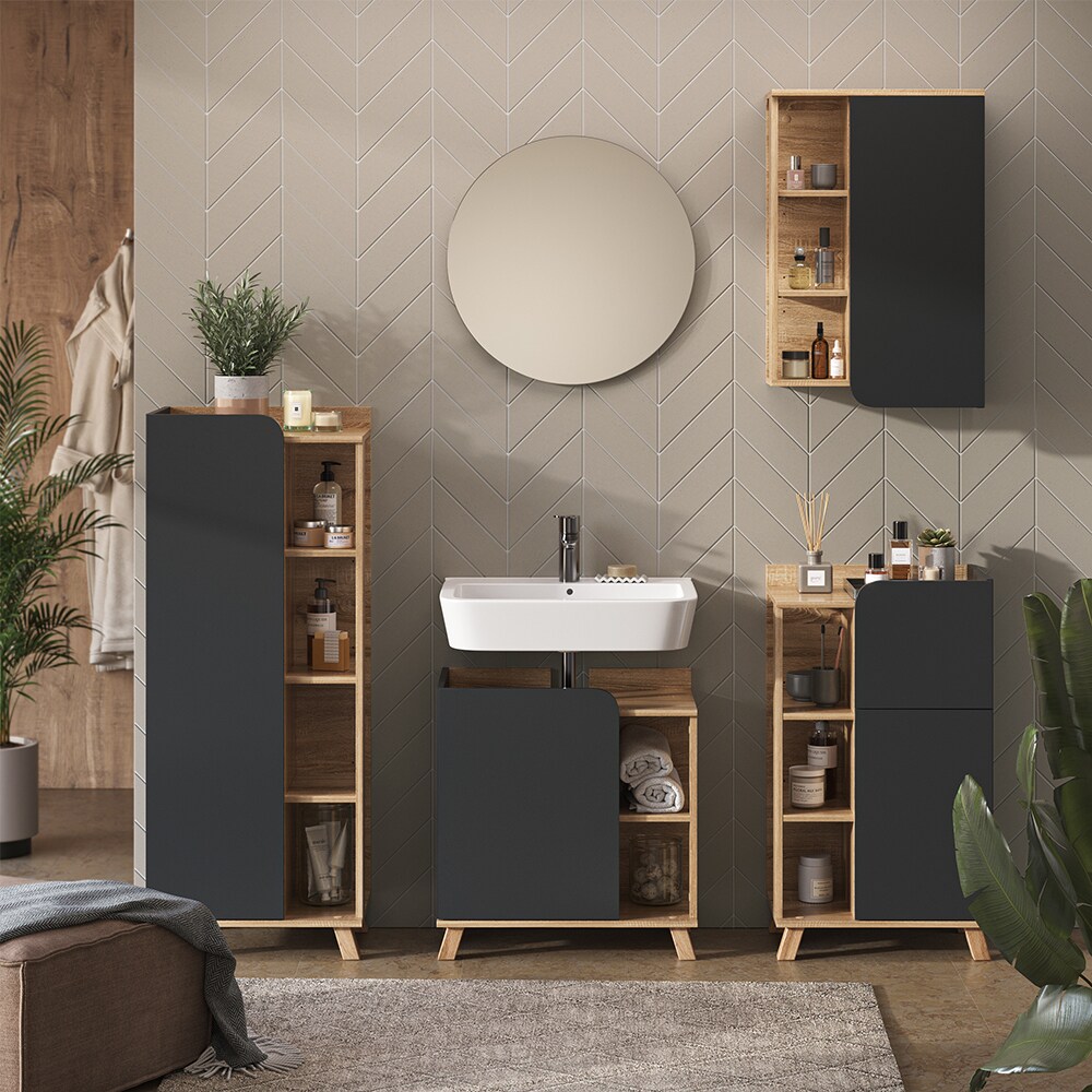 Vicco Badmöbel-Set Karen Sonoma Anthrazit 5 Teile