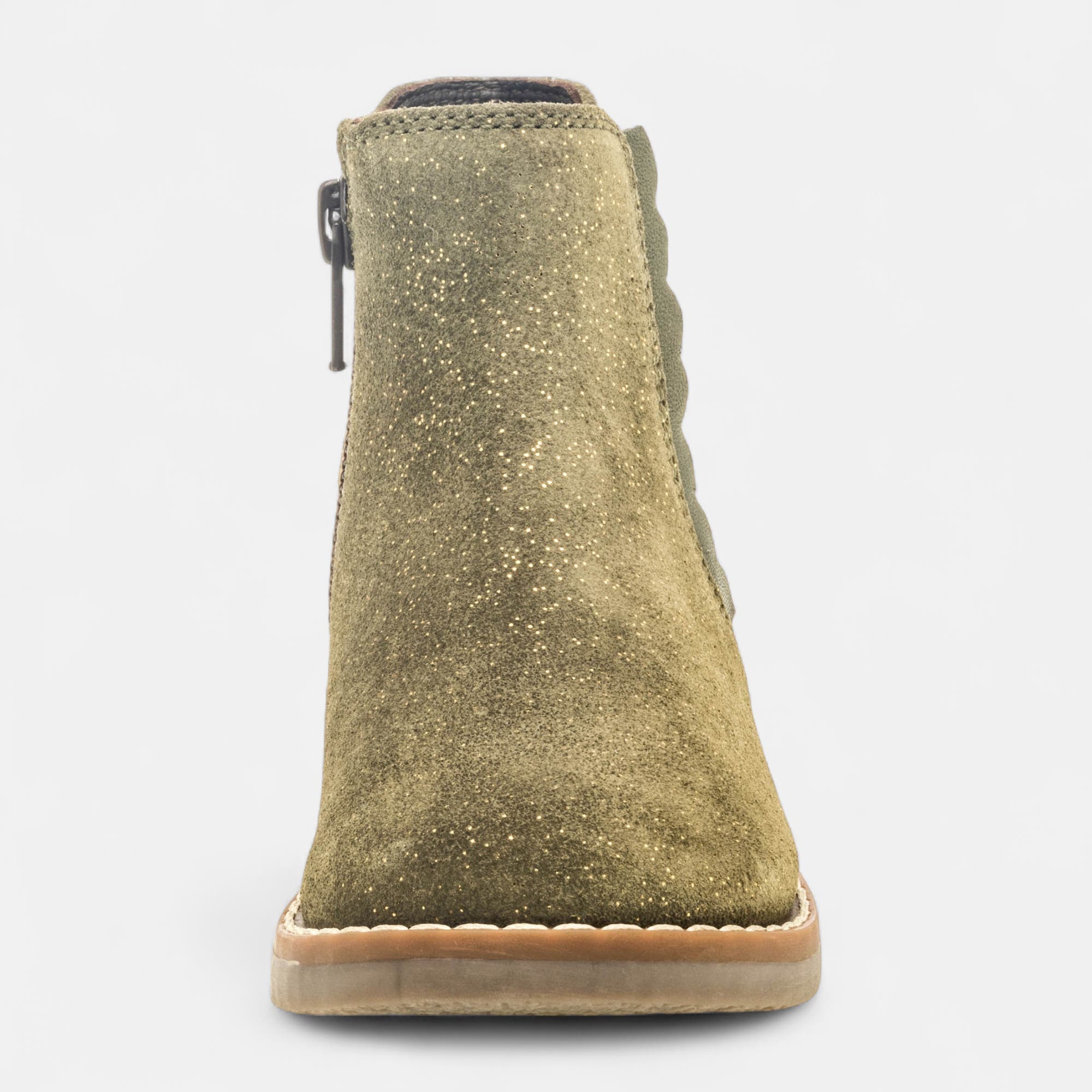 Bottines Fille en cuir kaki