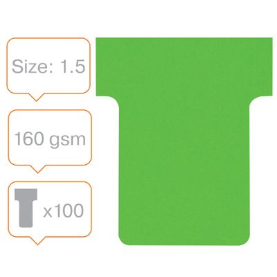 Nobo - 100 Fiches en T - Taille 1,5 - vert