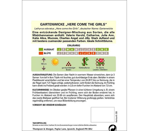 Thompson & Morgan Samen Gartenwicke The Girls
