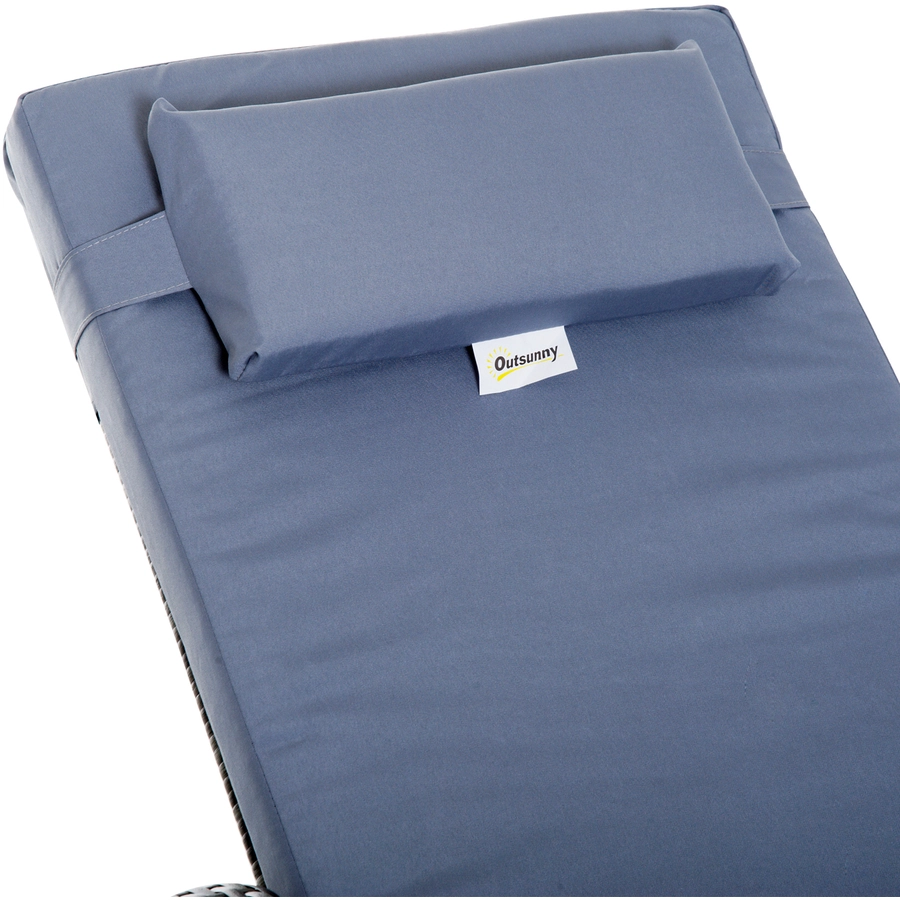 Outsunny Rattan-Gartenliege als 3-teiliges Set grau