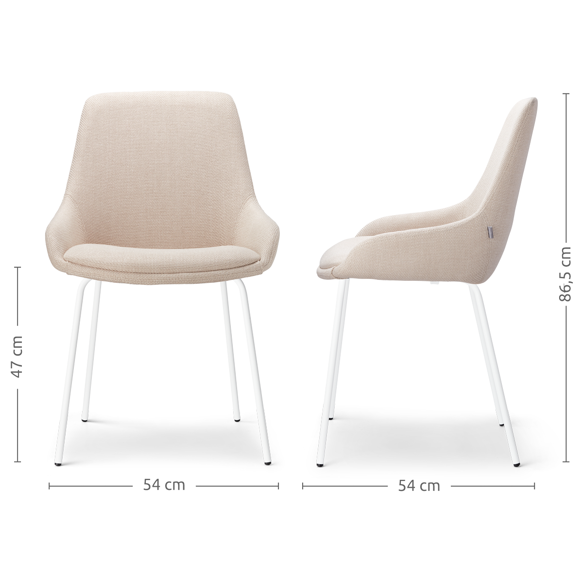 Eetkamerstoel Nora-Isa beige - wit onderstel