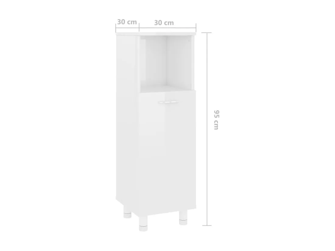 Armoire de salle de bain Blanc brillant Bois d’ingénierie