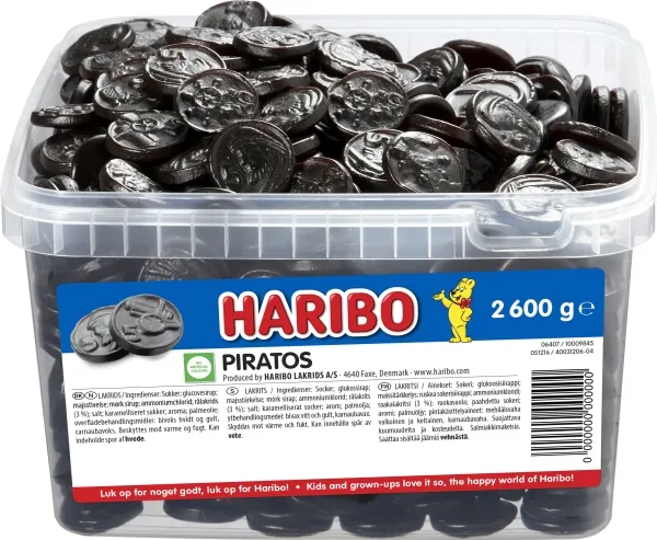 Haribo Piratos 2,6 kg i plastbøtte