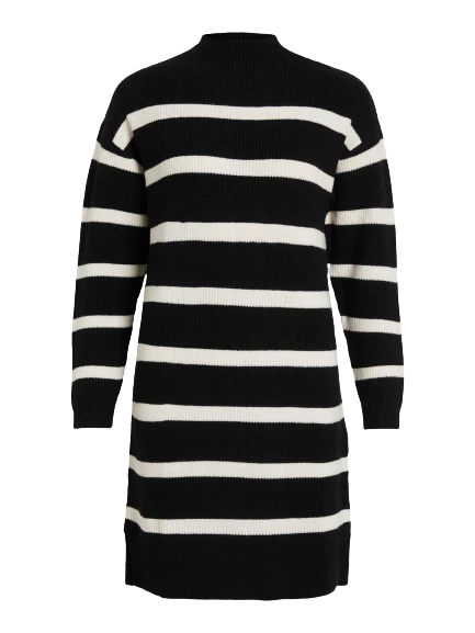 Vila  Viril mockneck strikkjole - sort/hvid