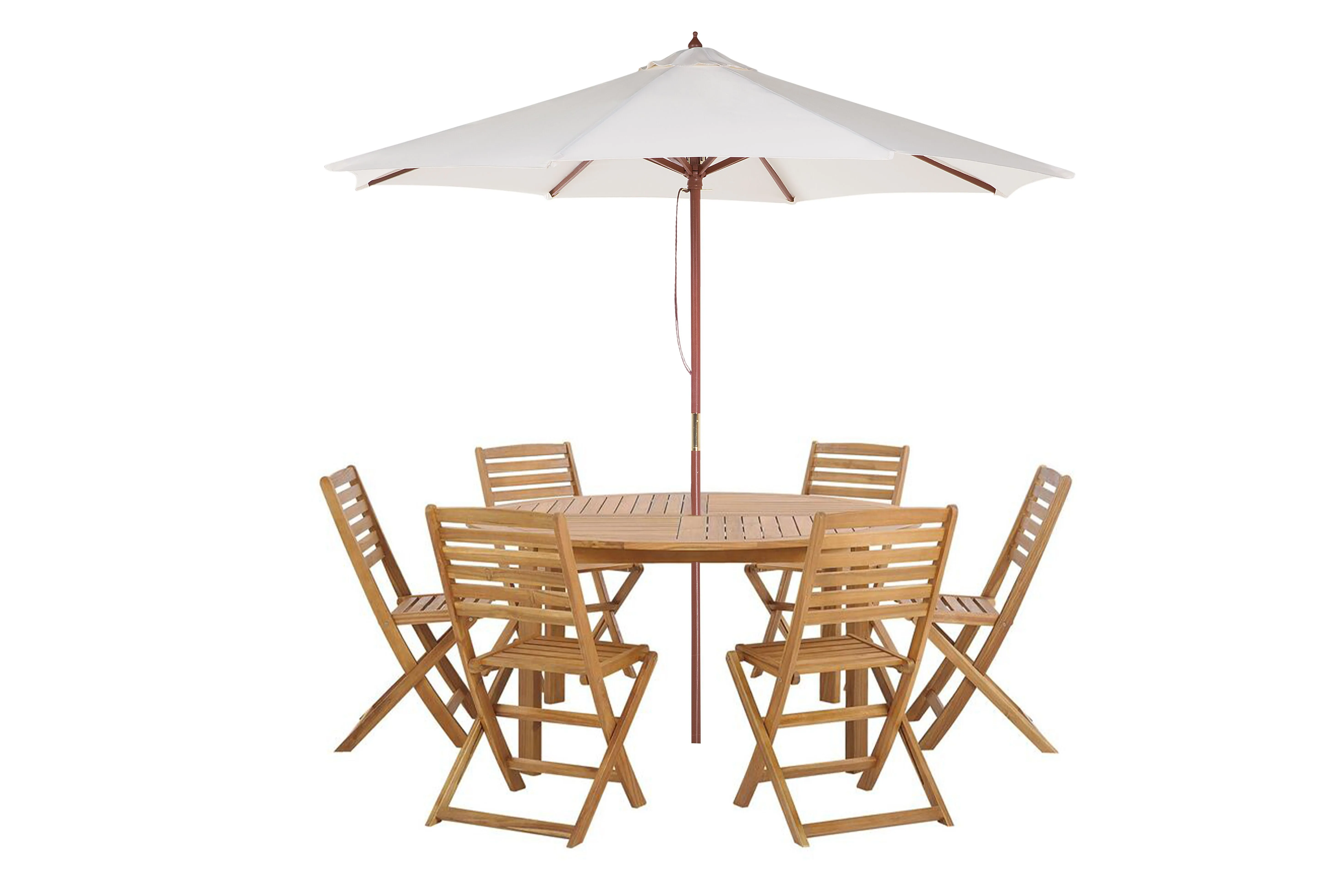 Tuinset 6-zits TOLVE met parasol (12 opties) Acaciahout Bruin