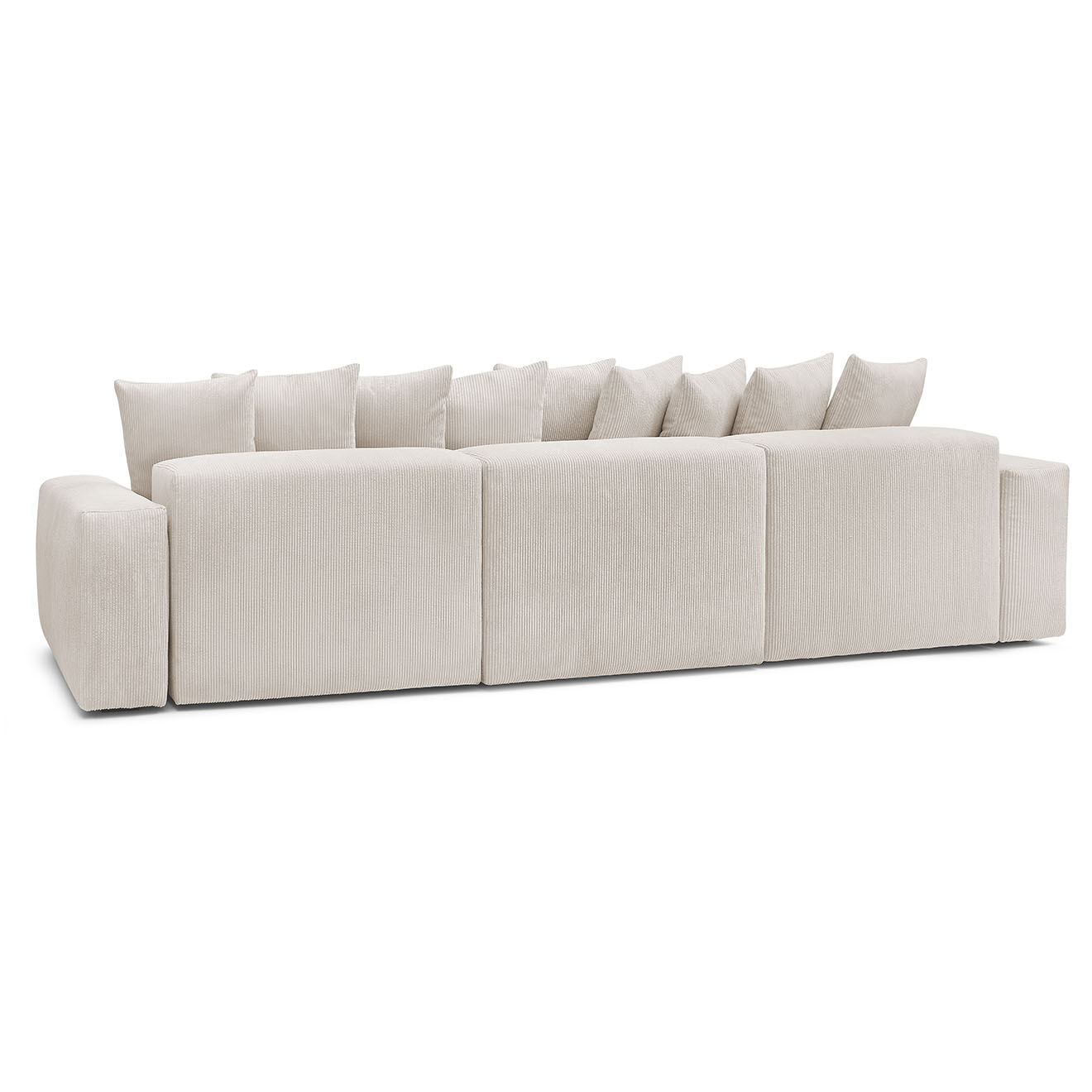 Bobochic Canapé panoramique fixe ultra moelleux voltaire velours côtelé beige - 420x174x75 cm