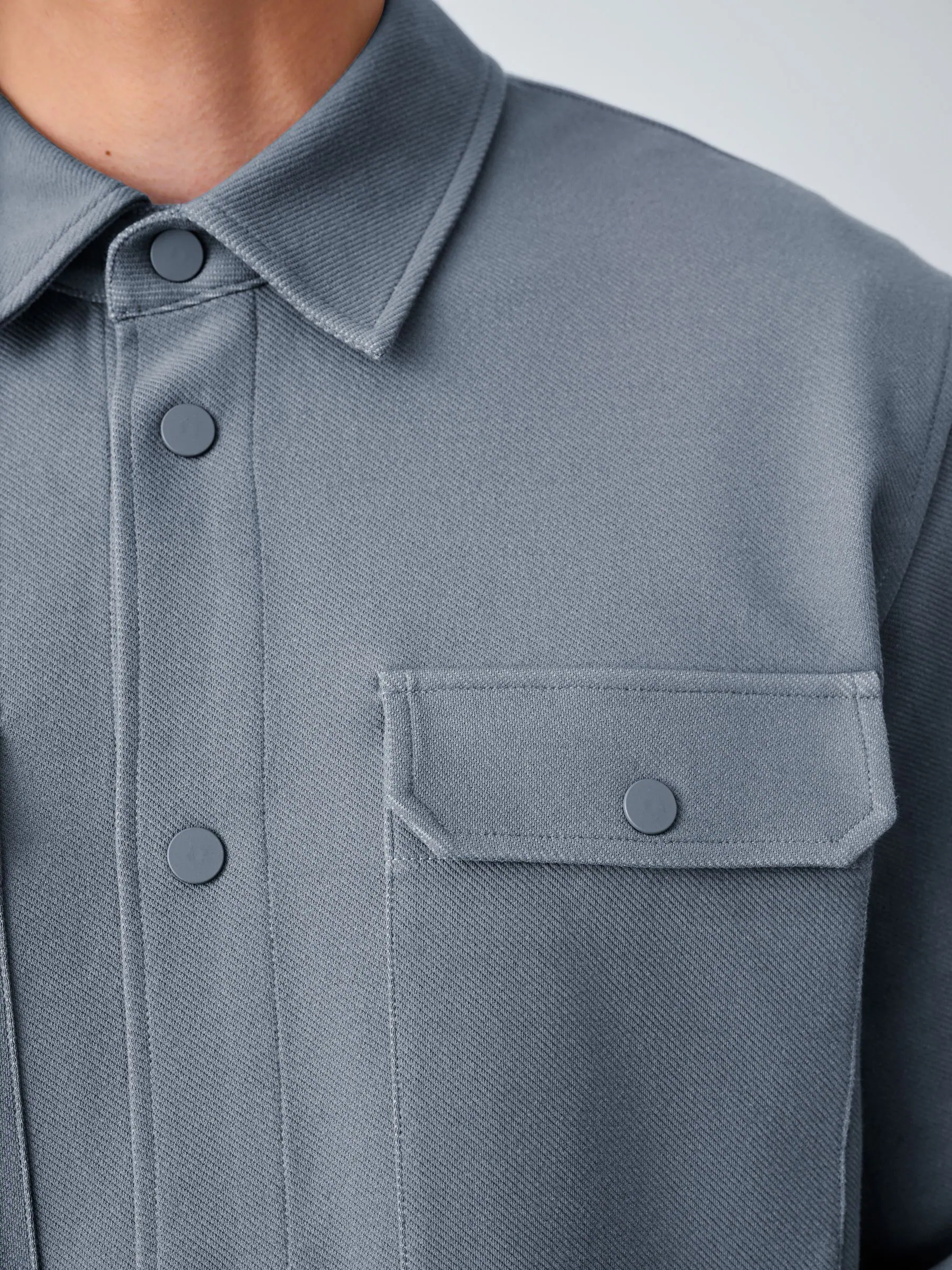 Blauw - Jersey keperstof Overshirt met drukknopen