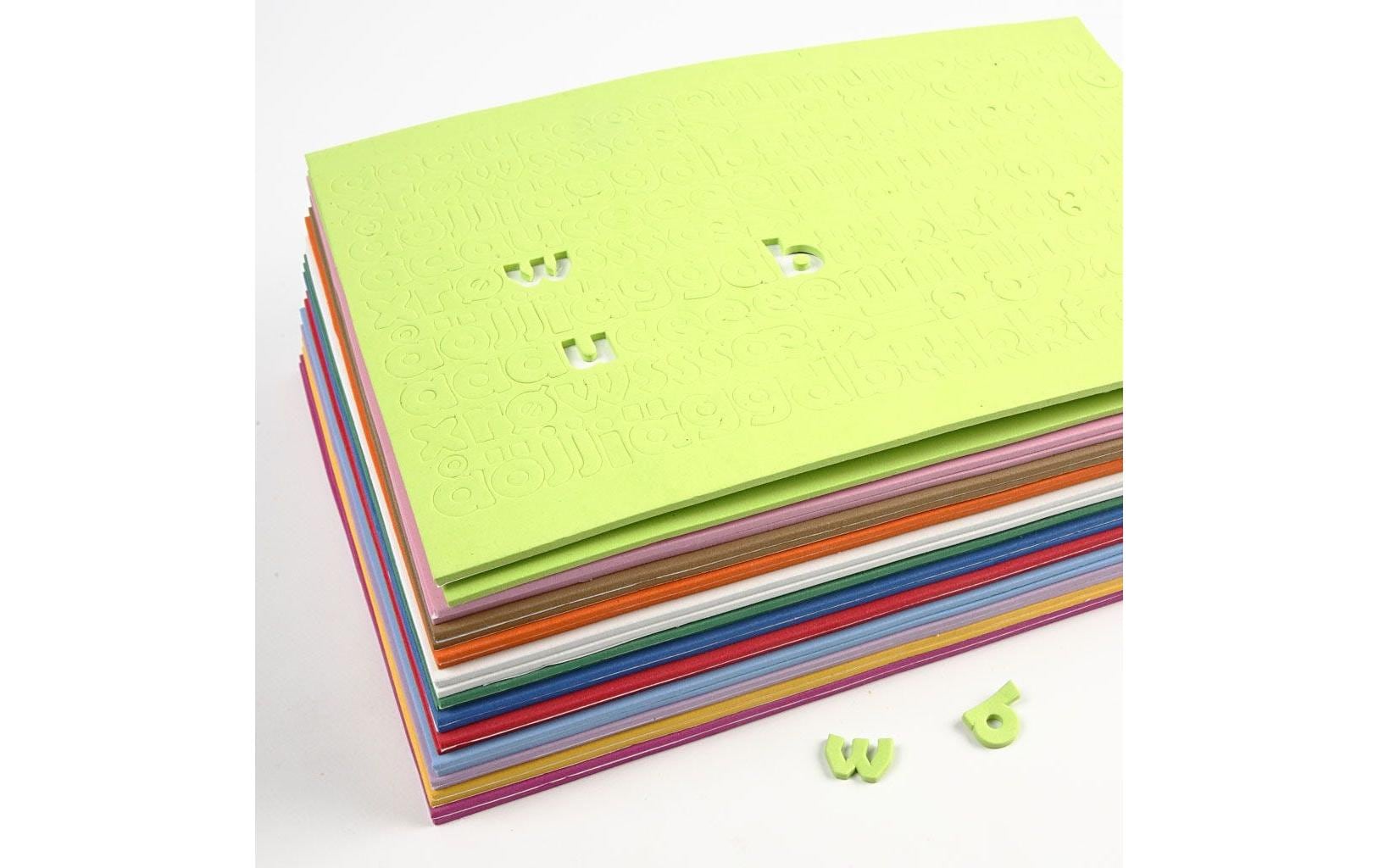 Moosgummi-Set 20 mm 24 Stück, MehrfarbigBuchstaben & Zahlen aus Moosgummi