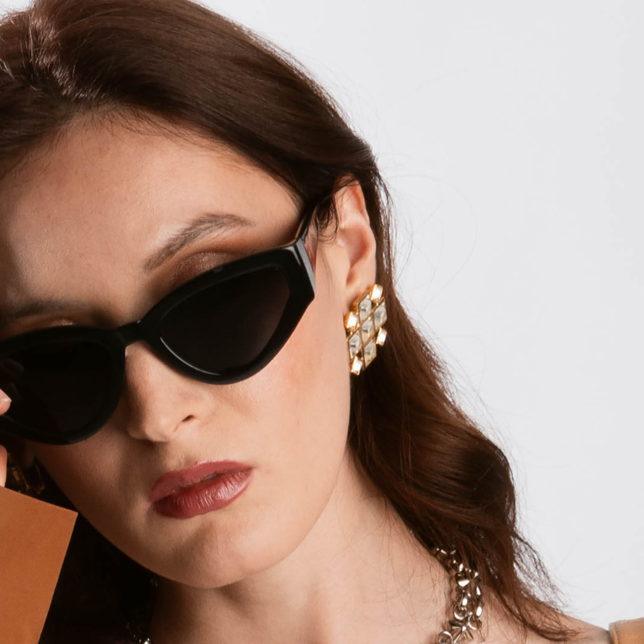 Saint Laurent Boucles d'oreilles à clip Vintage à Strass dorées - Très bon état