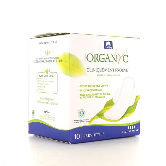 Serviettes hygiéniques en coton extra-fines Organyc
