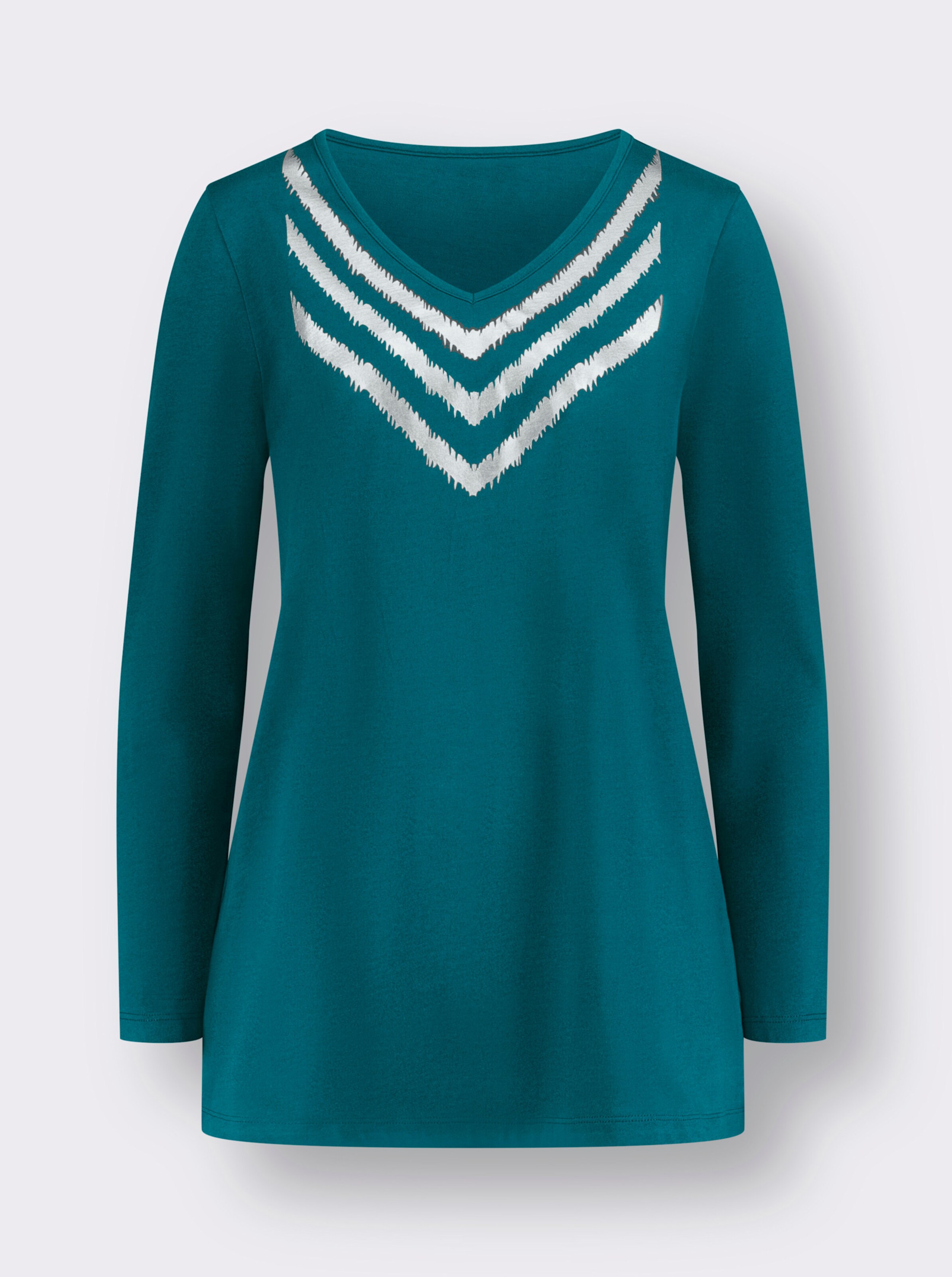 Longshirt mit glänzendem Folien-Print