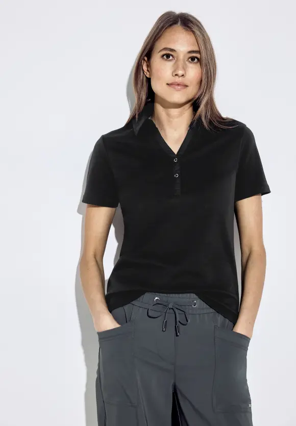 Poloshirt in Unifarbe - Black