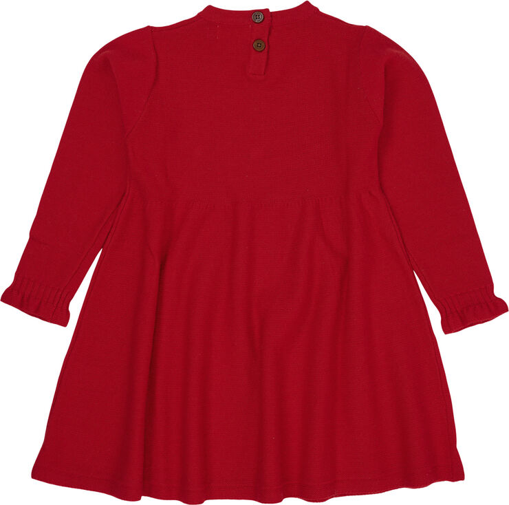 Copenhagen Colors MERINO LS CABLE DRESS W. HEARTS Red/dusty rose c