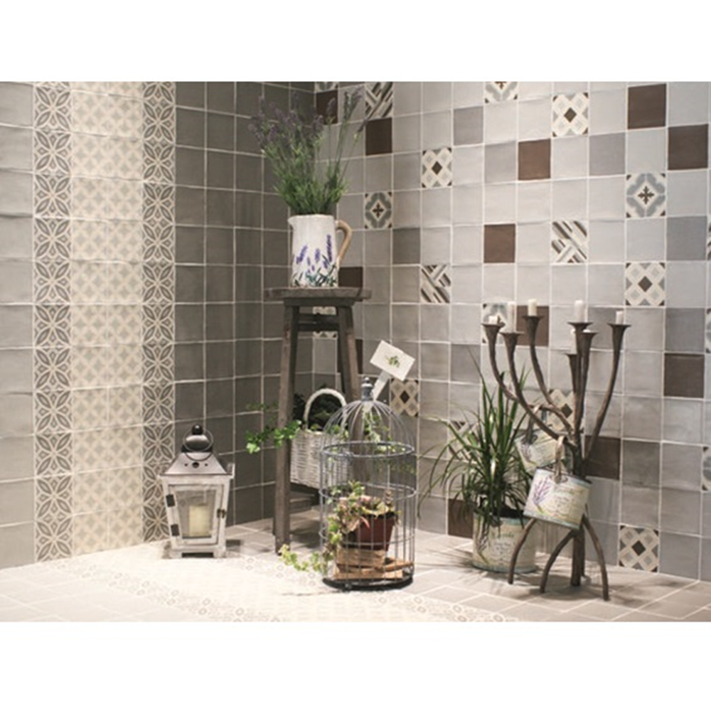 Terre d'Azur Madelaine Decor 5 wandtegel 13x13cm creme - 30 stuks per doos