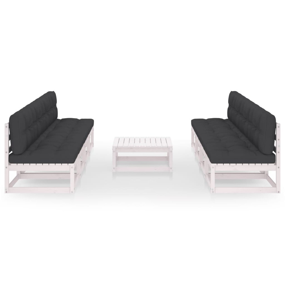 Salon de jardin meuble d'extérieur ensemble de mobilier 9 pièces avec coussins bois de pin massif