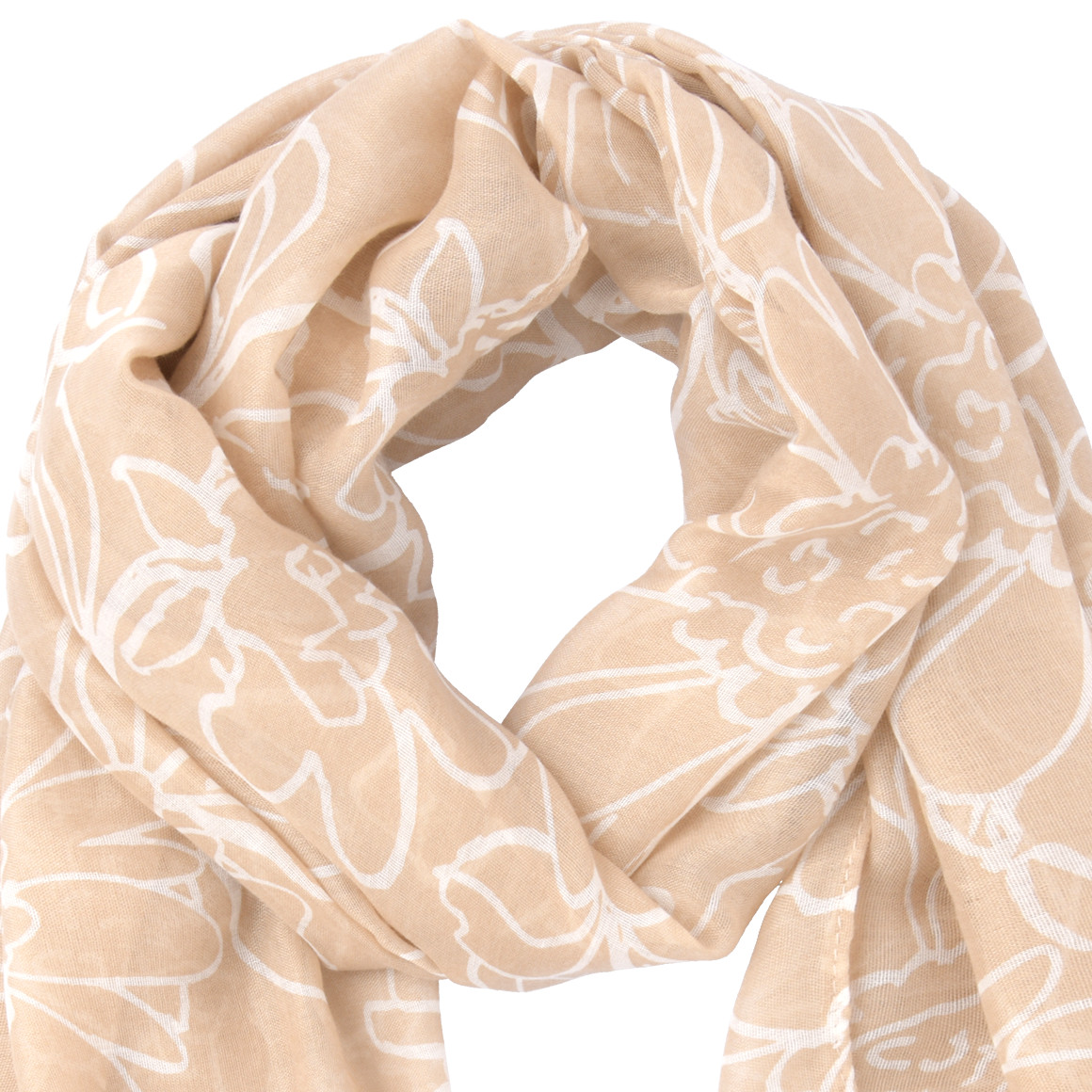 Gina Benotti Damen Tuch mit Blumen-Allover beige