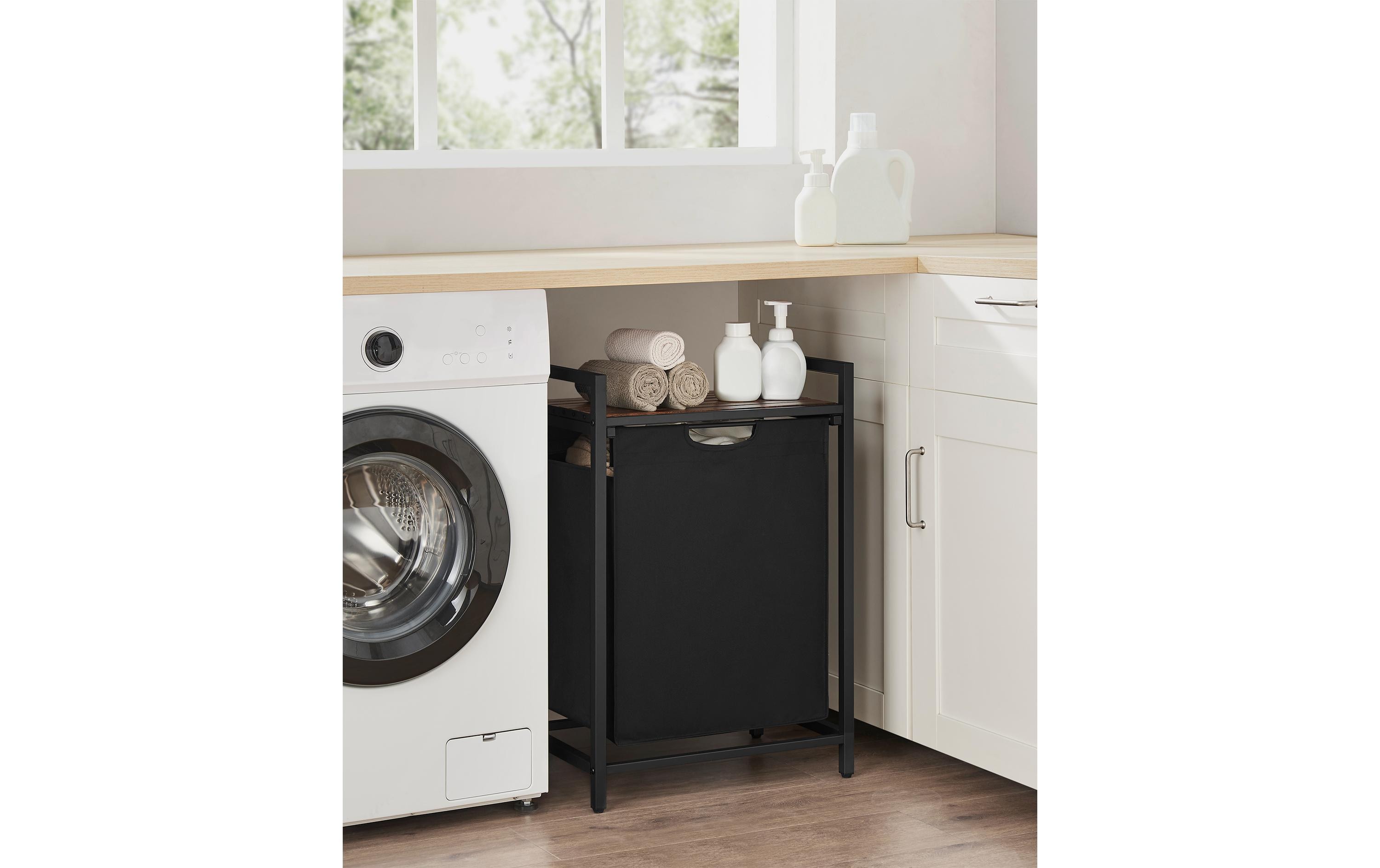 Wäschekorb mit Ablage 65 l, SchwarzWäschesammler