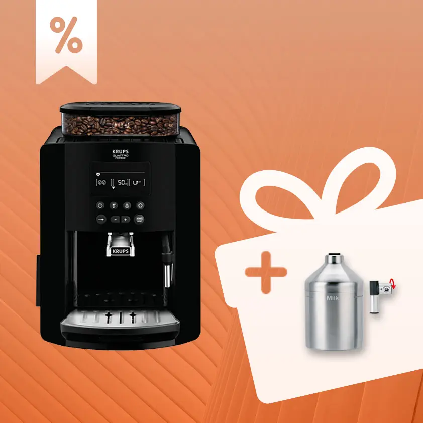 Set: Kaffeevollautomat Arabica Display Black und Cappuccino Milch Zubehör