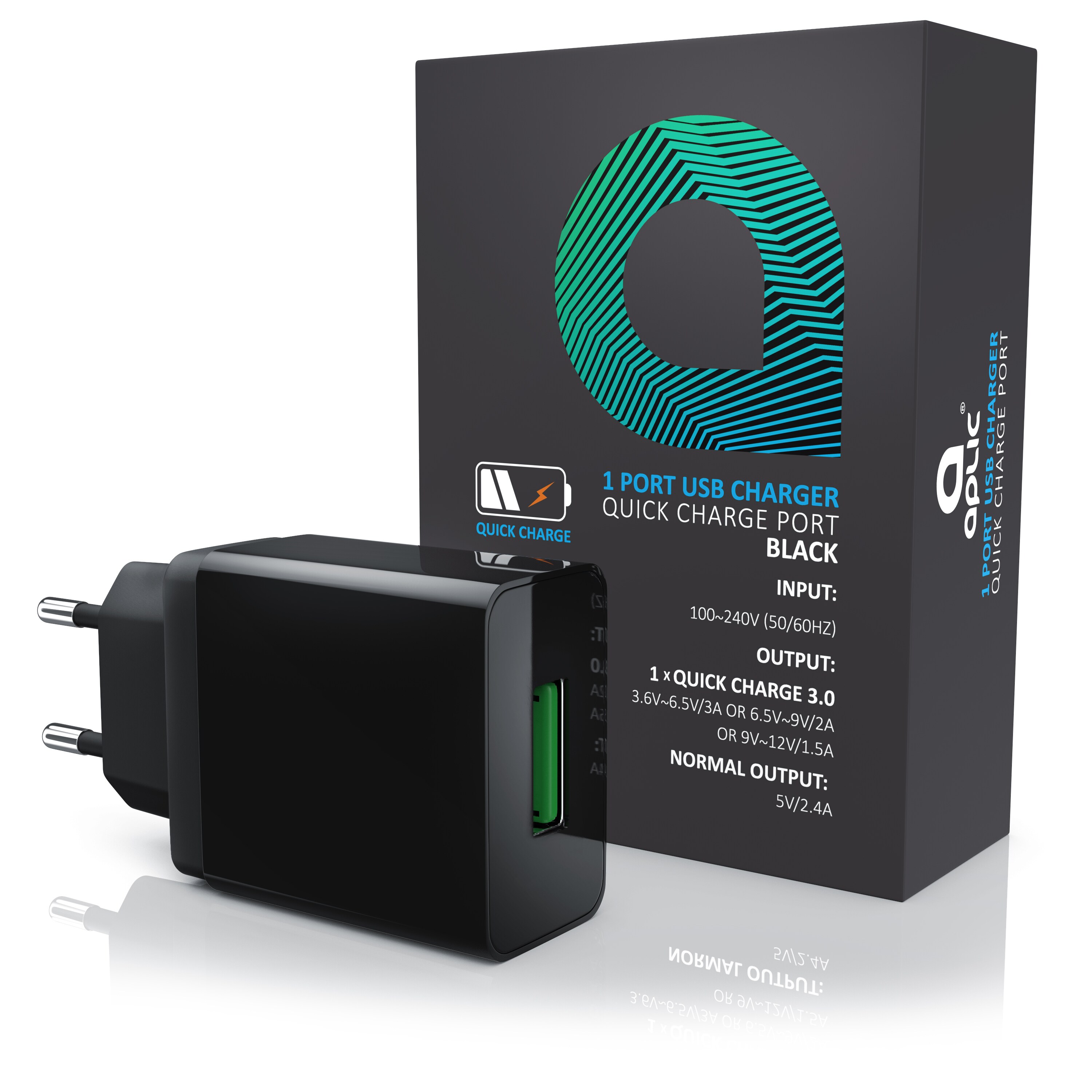 Aplic USB-Ladegerät 3000 mA, Quick Charge 3.0 USB-Ladegerät 1x USB A QC 3.0 Port / max. 3A über QC