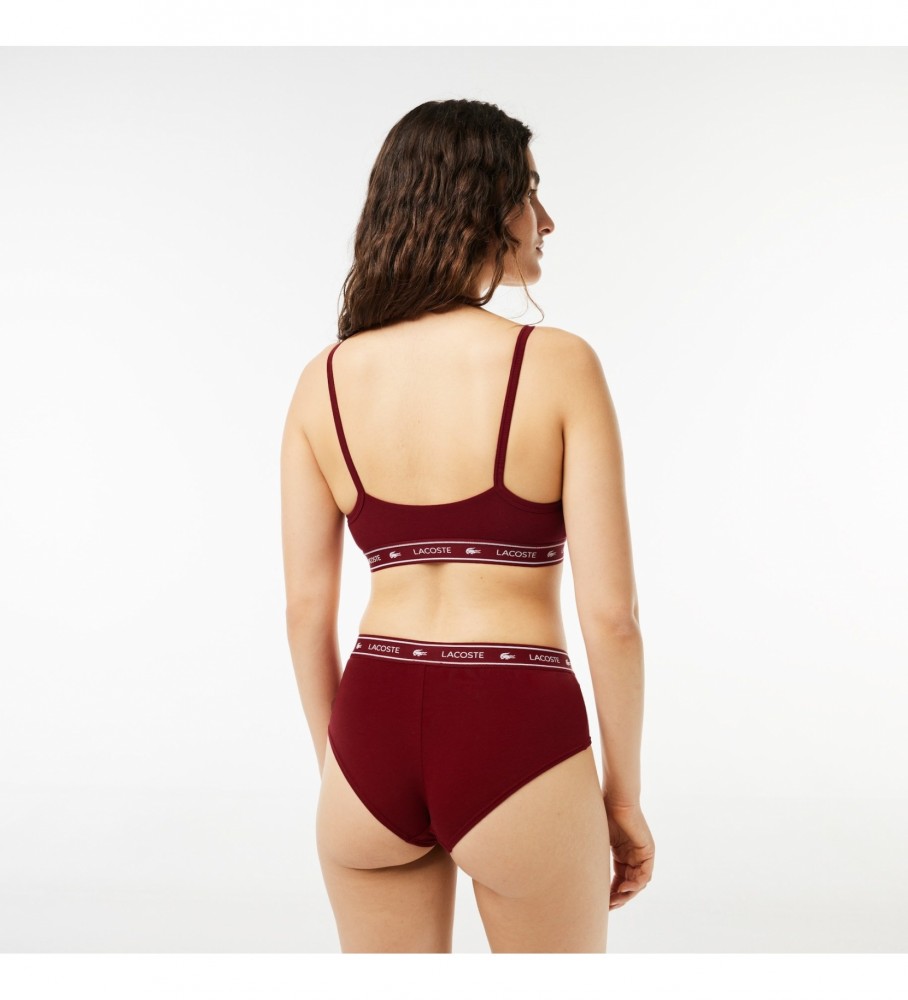 Sutiã Lacoste Bralette Bandeau com Logo Borgonha