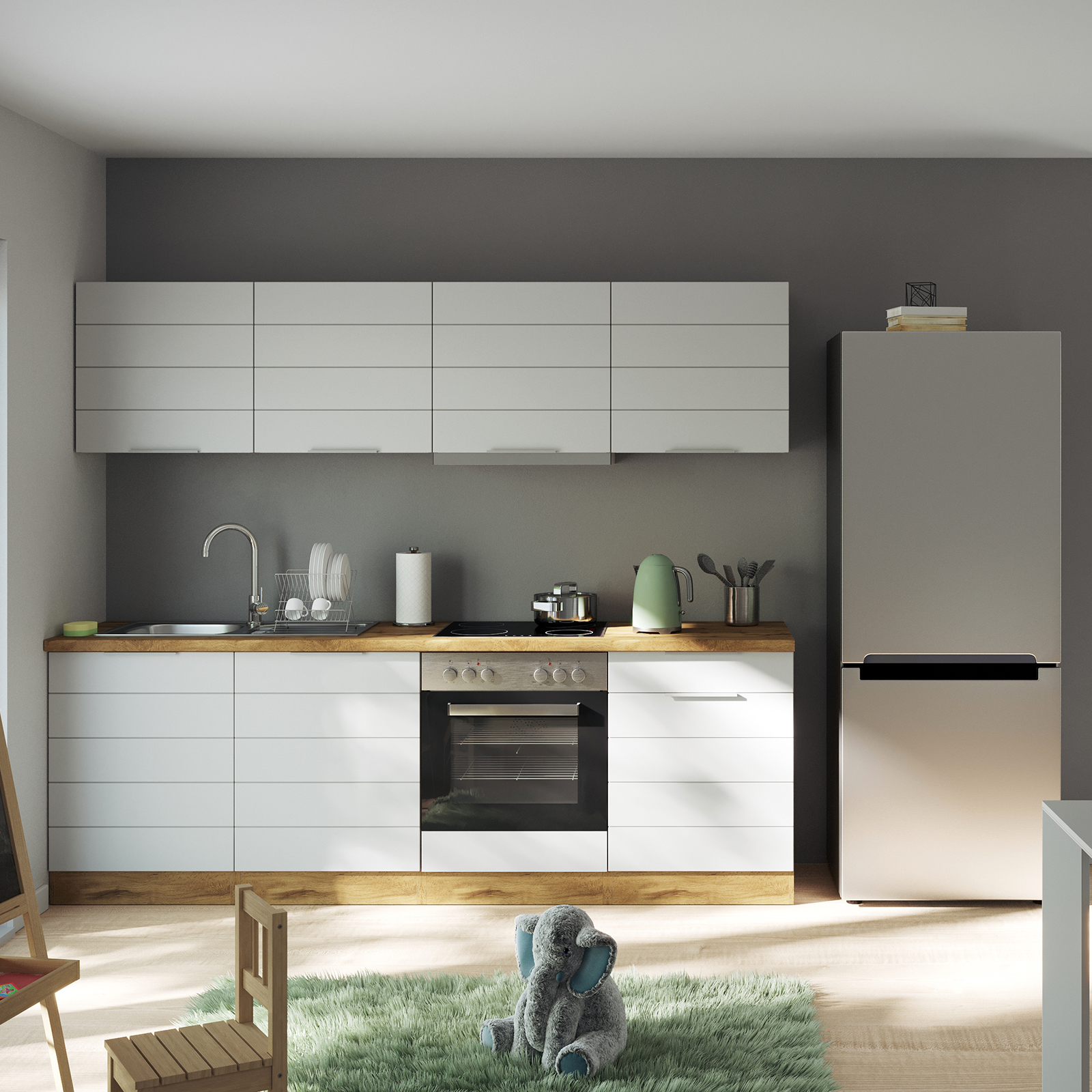 Anrichte FLORENZ - Wotaneiche-weiß matt- 60 cm