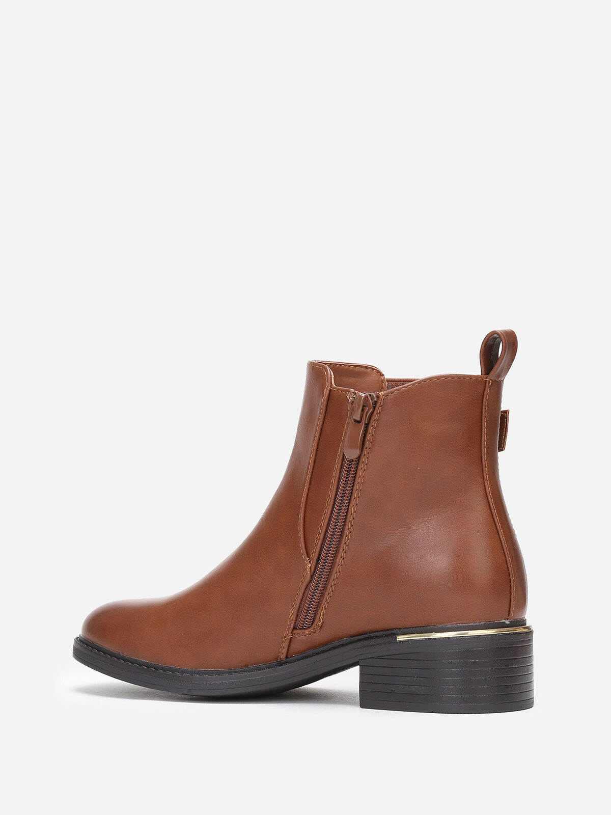 Bottines Chelsea à boucle et détails dorés- Marron
