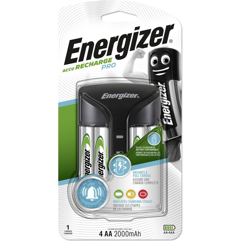 Energizer chargeur de 4 piles accus AA/LR06, AAA/LR03