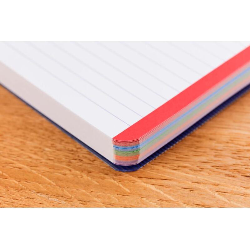 Carnet de fiches de révision Linicolor FRESH reliure intégrale 15,2x10,2 cm 50 fiches ligné 5 bandes de couleurs couverture plastique polypropyène rainuré - Bleu