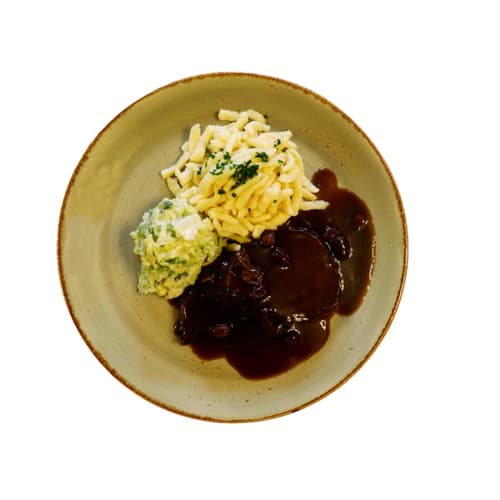 Jolesch Sauerbraten mit Wirsinggemüse in Rahm und Spätzle