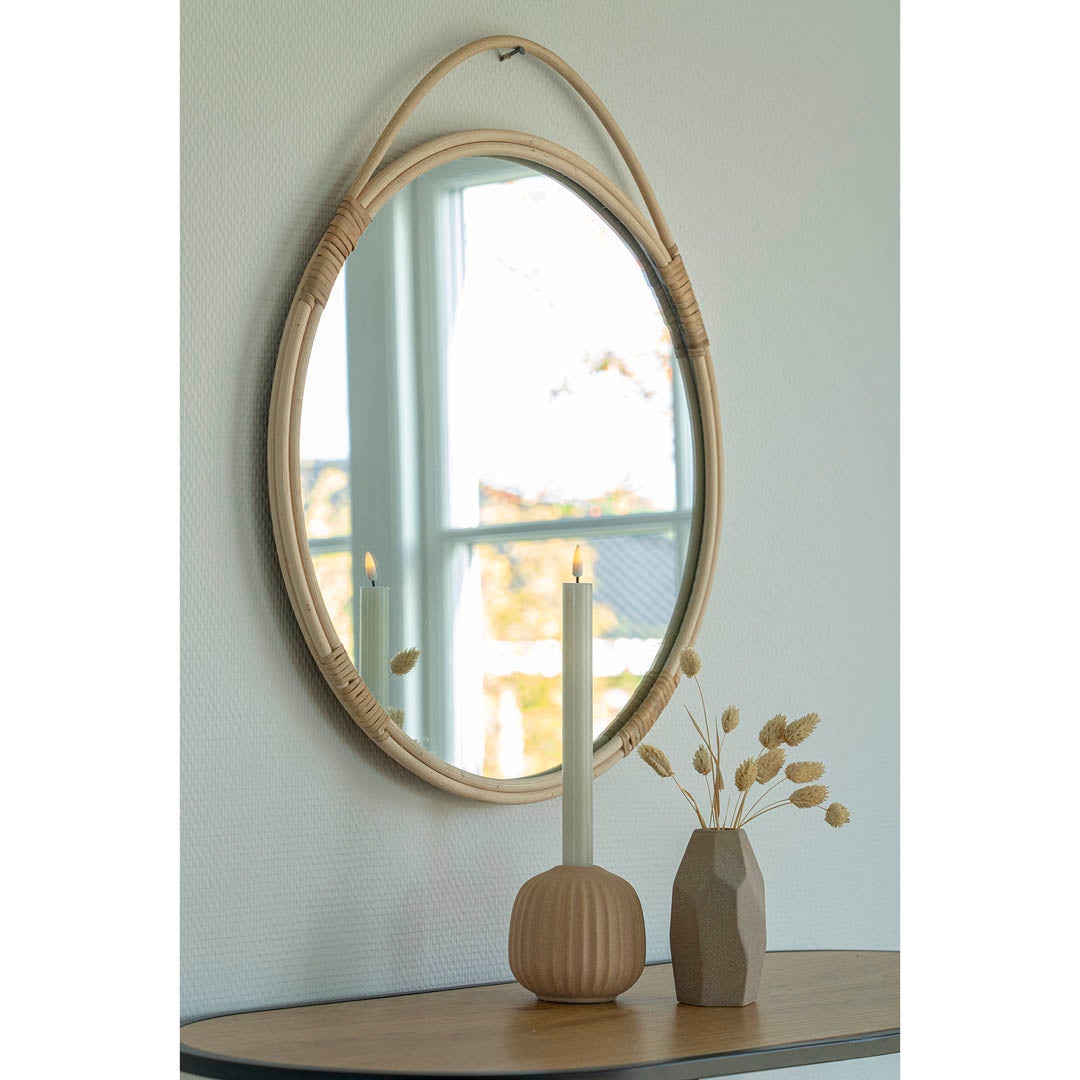 Malo spiegel Ø50cm natuurlijk rotan. 2X50X50cm